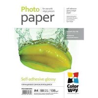 Fotopapier ColorWay glänzend (glossy) selbstklebend, 135g/m², A4, 50 St.  (PGS1358050A4)
