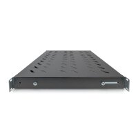 DIGITUS DN-97645 - 1HE Fachboden festeinbau für 600 mm tiefe Schränke 44x482x350mm, einst. 350 bis 550 mm Tiefe, schwarz