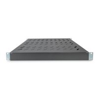 DIGITUS DN-97645 - 1HE Fachboden festeinbau für 600 mm tiefe Schränke 44x482x350mm, einst. 350 bis 550 mm Tiefe, schwarz