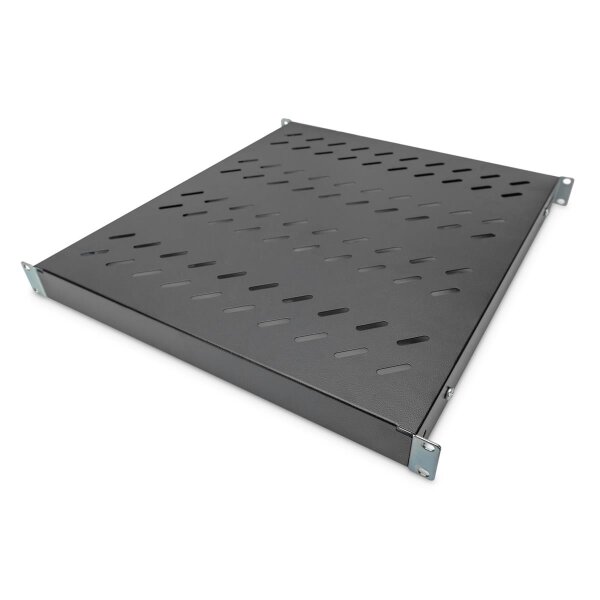 DIGITUS DN-97647 - 1HE Fachboden festeinbau für 800 mm tiefe Schränke 44x482x500mm, einst. 500 bis 700 mm Tiefe, schwarz