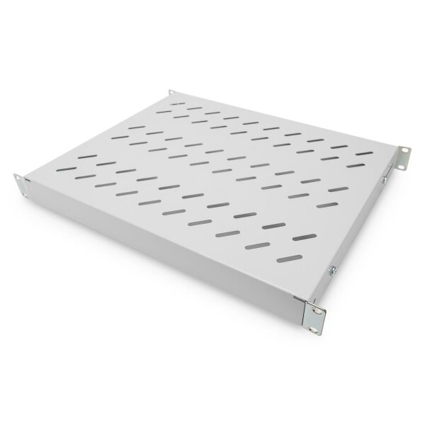 DIGITUS DN-97644 - 1HE Fachboden festeinbau für 600 mm tiefe Schränke 44x482x350 mm, einstl. 350 bis 550 mm Tiefe, grau