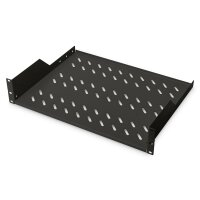 DIGITUS DN-19-TRAY-2-SW - 2HE Fachboden festeinbau f. Schr. ab 450 mm Tiefe 88x482x349 mm, bis 25 kg, schwarz (RAL 9005)